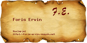 Foris Ervin névjegykártya